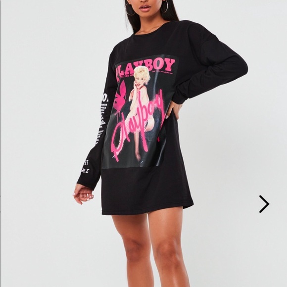 Playboy Long Sleeve T Shirt Dress 